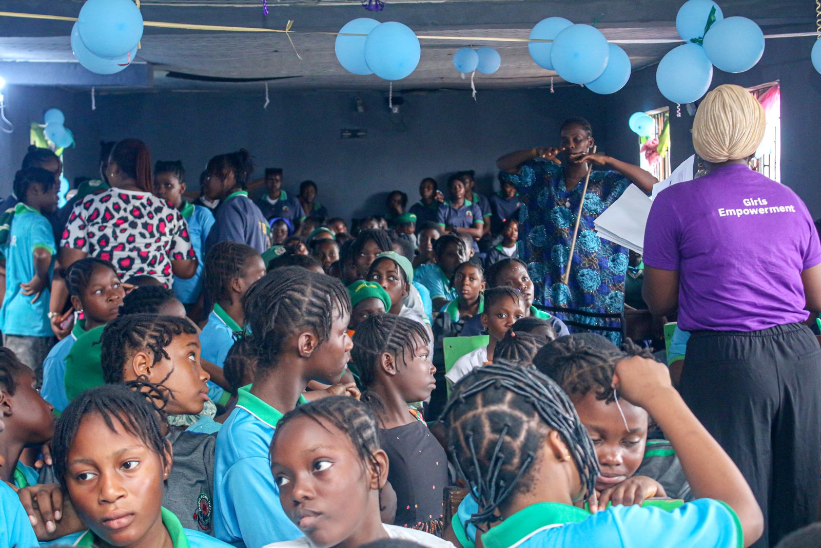 Girls gathered in the hall for the GLYE lesson at Mavir Leaders College, October 2026